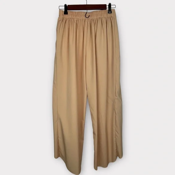 SHEIN Tulip Hem Wide-Leg Pants | Size Small | Beige | Palazzo Style - Picture 3 of 5